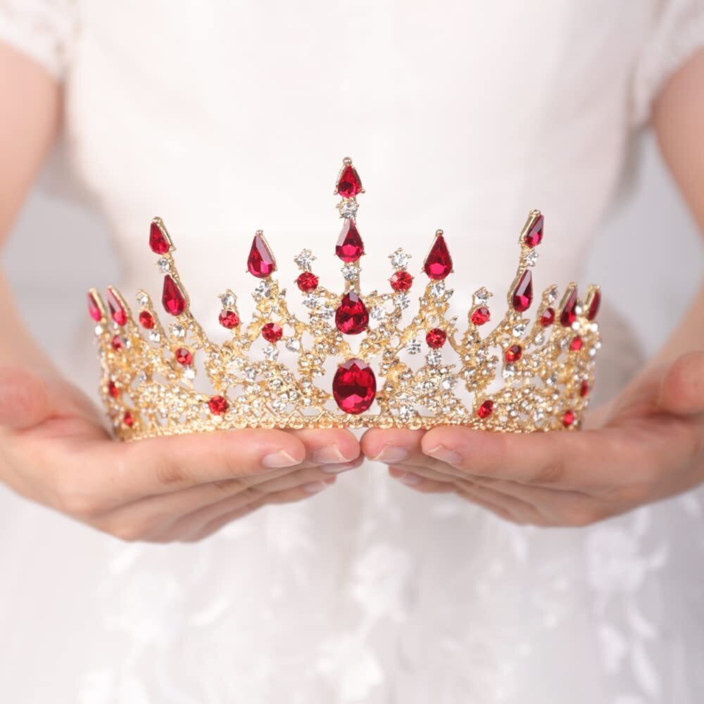 6697 Gold Tiara Crystal Crown Baroque Rhinestone Queen Princess Pageant